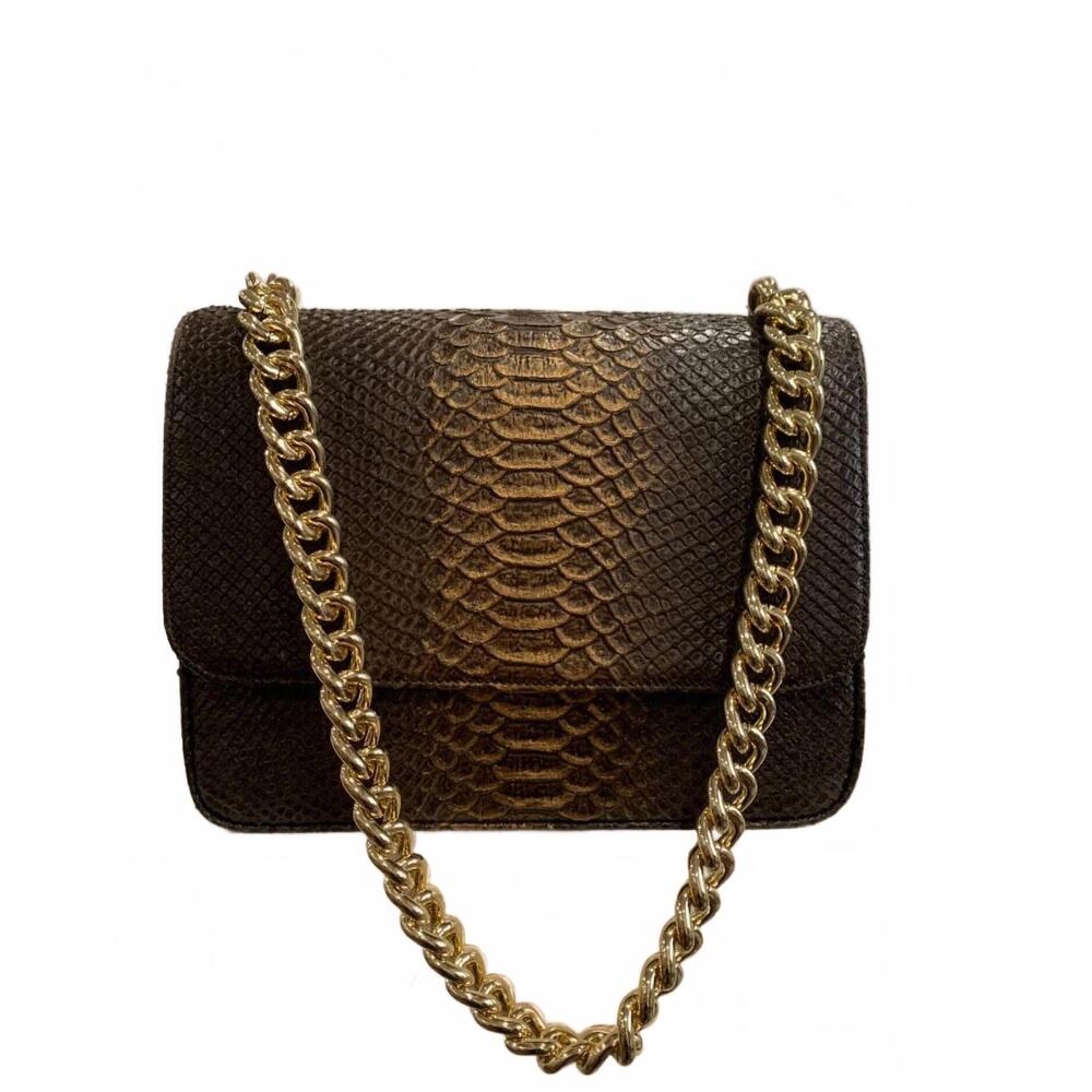 NEW BERGE women's dune chain handbag in bronze